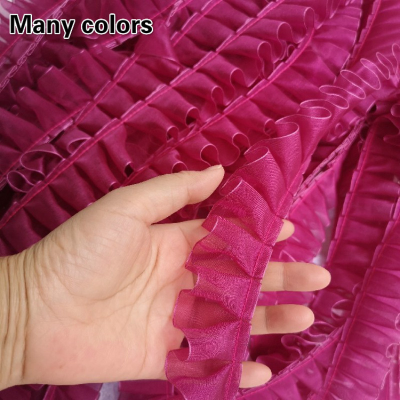 

Soft 4CM Wide Pleated Tulle Fine Lace Ribbon Ruffle Trim Collar Applique DIY Crafts Dress Clothes Skirt Pet Bib Sewing Fabric