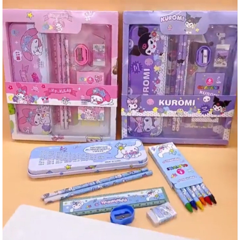 

UG Alat Tulis Set 6in1 Set Stationery 6in1 Karakter Kartun Anak Sekolah Penghapus Pengaris YC-8015