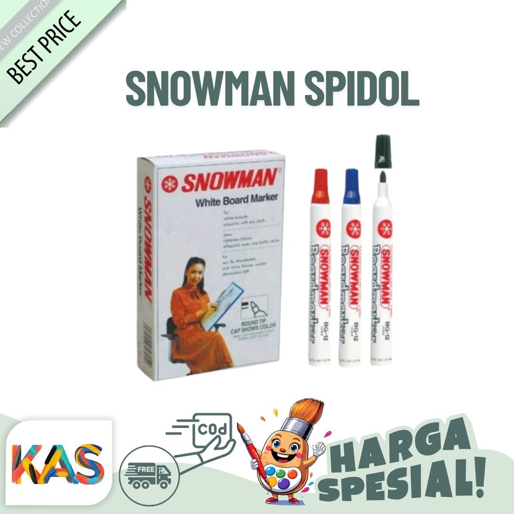 

Snowman Spidol White Board BG-12 Warna Hitam Biru Merah Hijau
