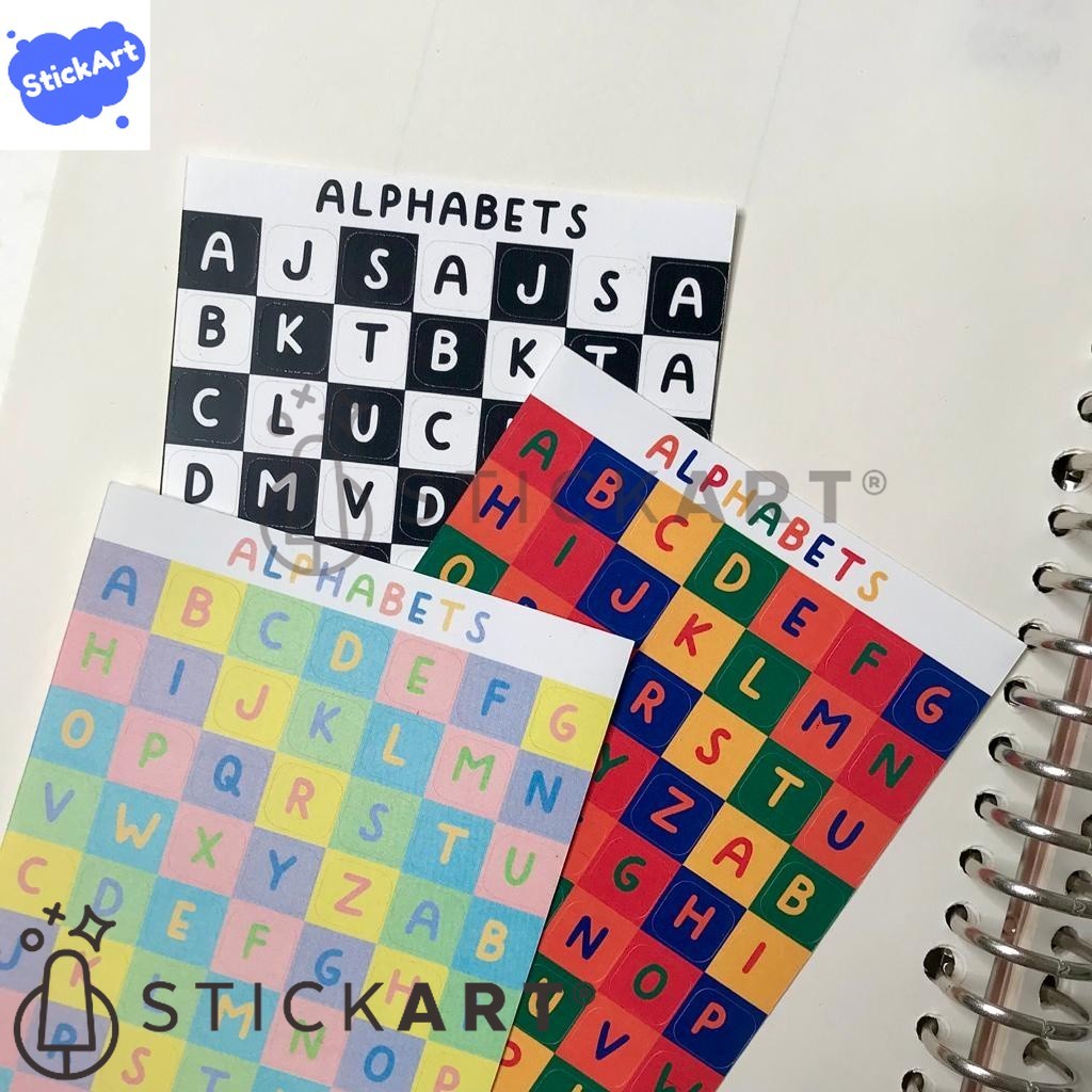 

[STICKART] Checkerboard Alphabet Sticker Sheet/ Stiker Huruf Kotak Kotak/ Dekorasi Jurnal/ Planner Sticker BAHAN DAN KWALITAS PREMIUM