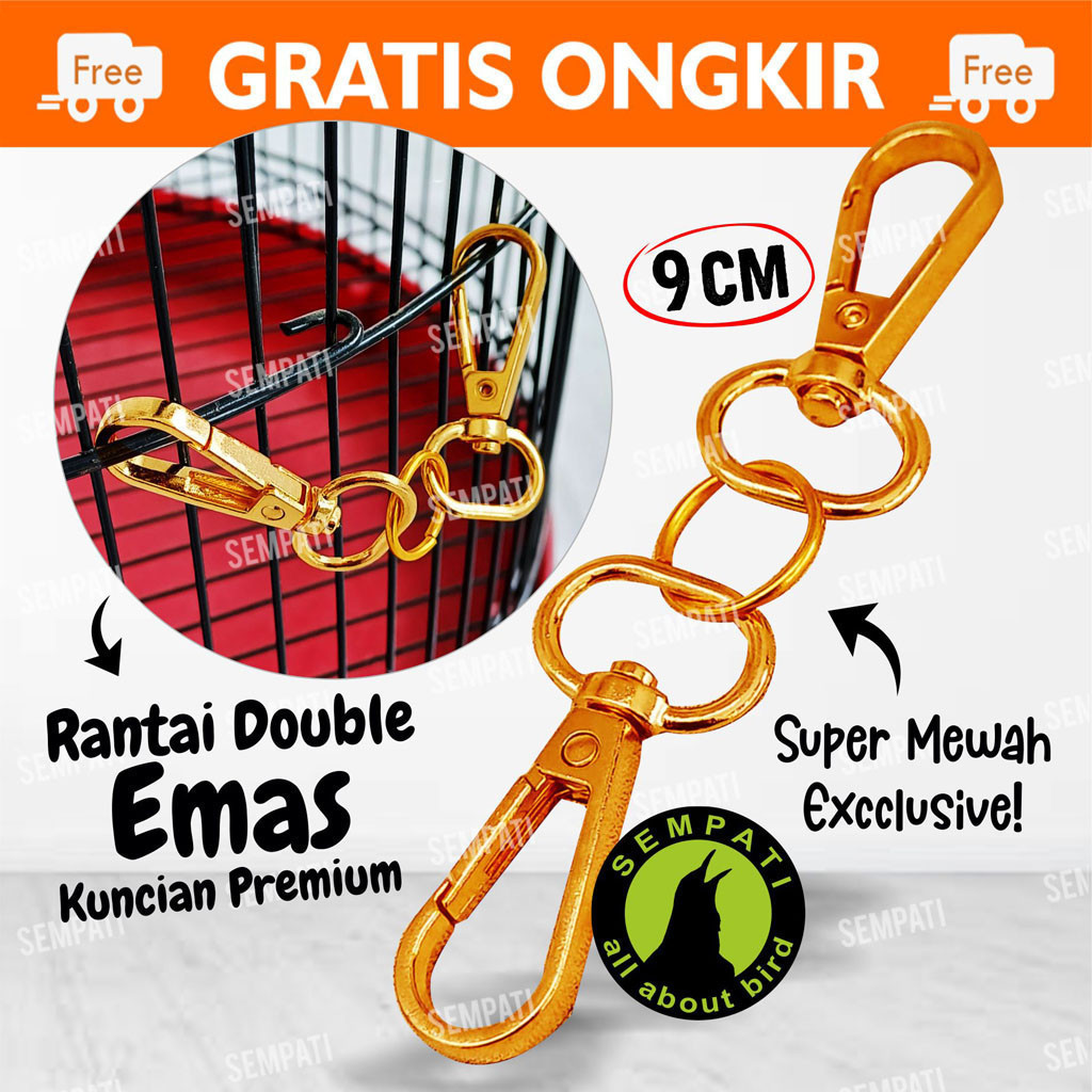 SEMPATI RANTAI BESI KUNCI PINTU SANGKAR KANDANG BURUNG STAINLESS