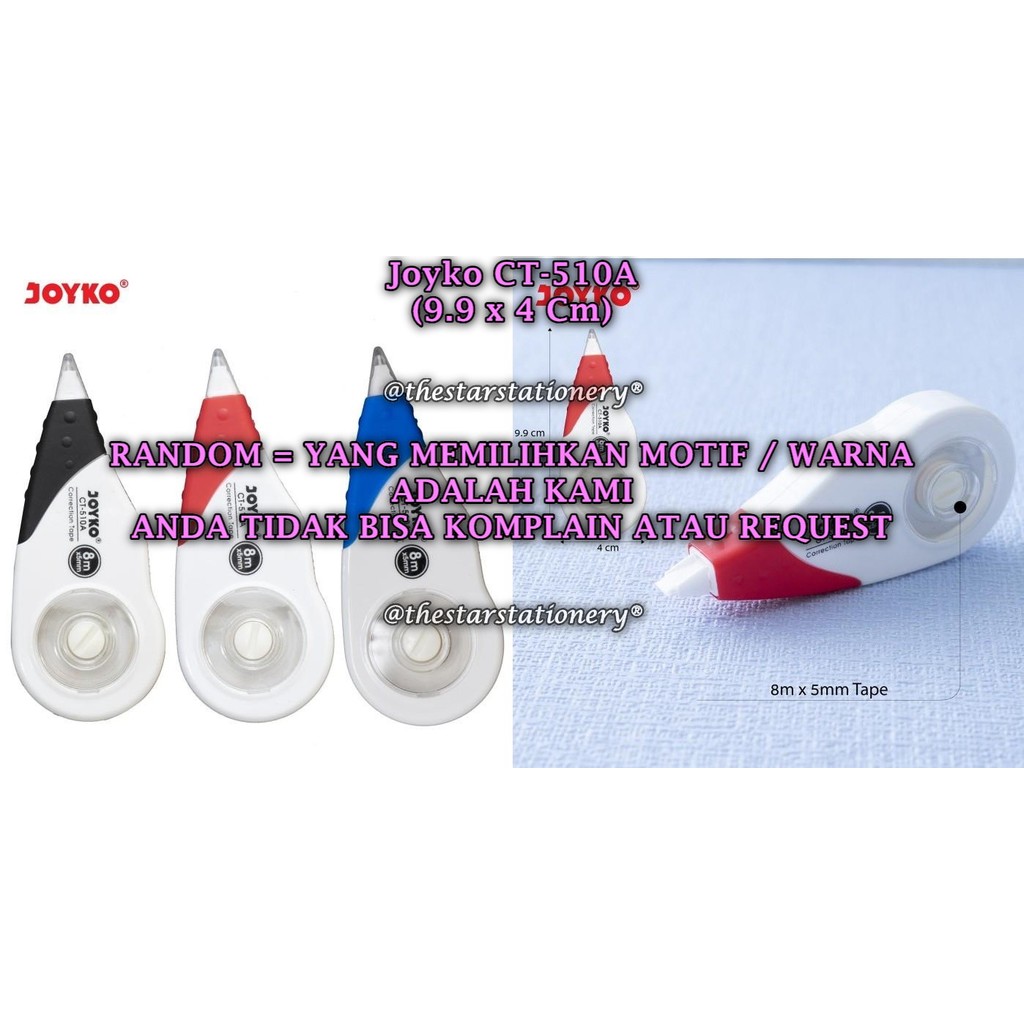

(1 Biji) GROSIR Correction Tape JOYKO CT-510A (8Mx5mm) / Pita Koreksi Joyko CT-510A (1 Biji)