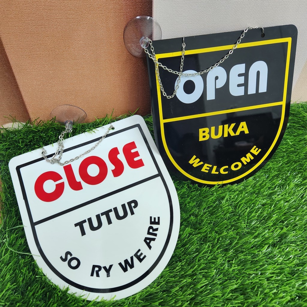 

KI akrilik Buka Tutup - open closed/ Hanging Acrylic Sign Bolak Balik bahan akrilik