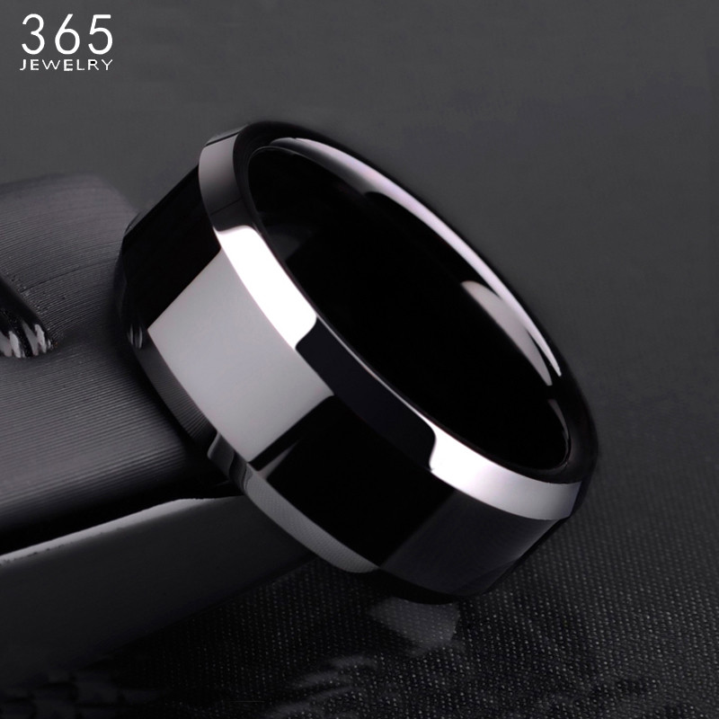 

Contracted New Design 8mm Width Black Titanium Stainless Ring For Women Men High Quality Couple Ring Wedding Jewelry