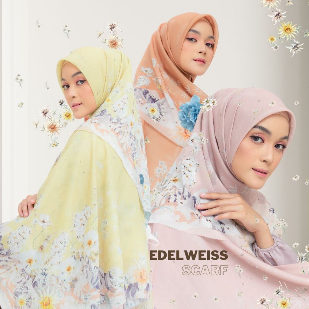 [ BUY 3 GET 1 FREE HIJAB ] Hijabwanitacantik - Segiempat Edelweiss Scarf | Hijab Voal Motif