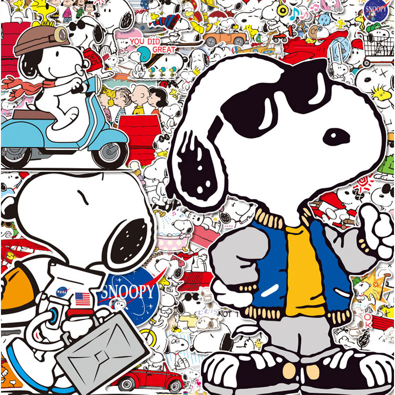 

40/50/60pcs Variety of Non-repetitive Classic Anime Cartoon Cute Snoopy Kids Graffiti Stickers