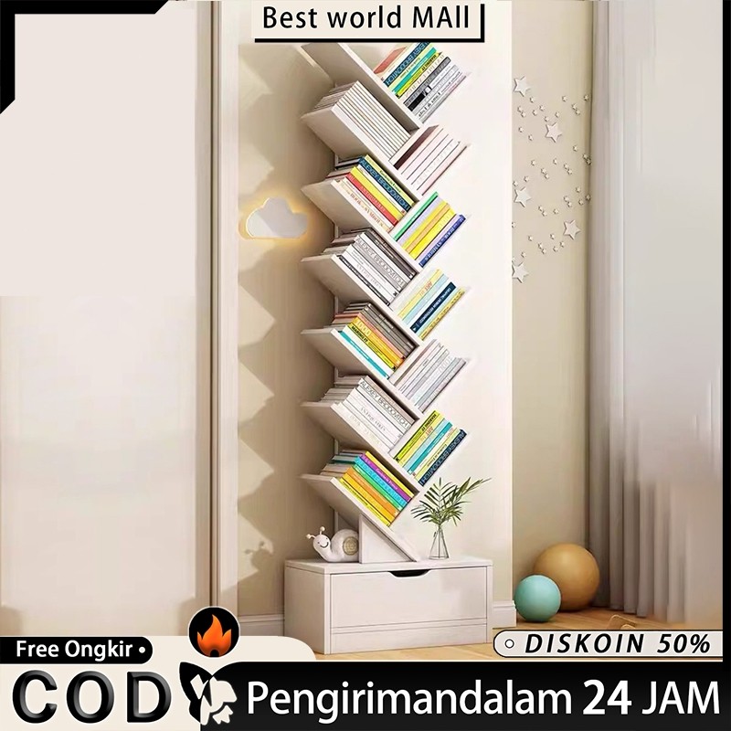 Promo Rak Buku 8 Tingkat Rak Buku Susun Rak Buku Kayu Rak Buku Bentuk Pohon