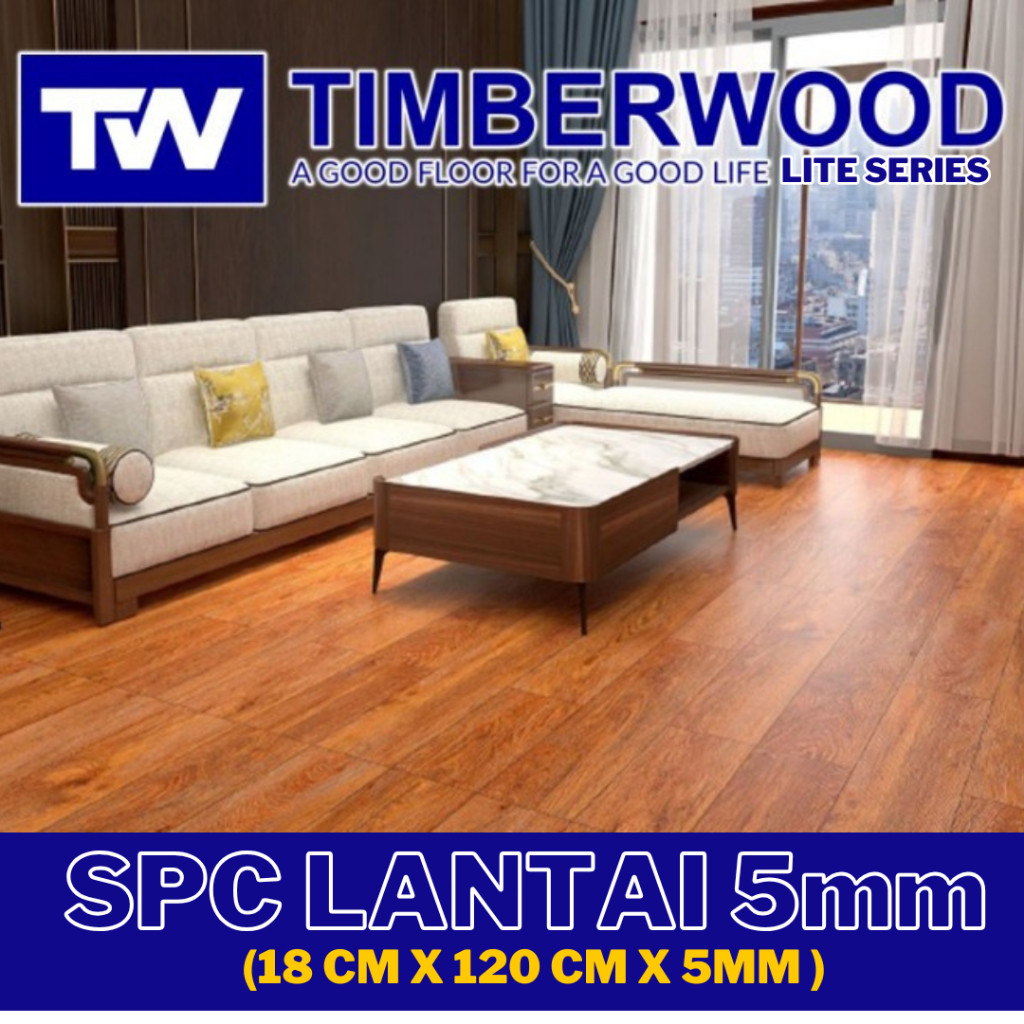 Lantai SPC 5mm flooring vinyl click/klik tanpa lem | Timberwood Lite SPC Box 2,196 m2CO