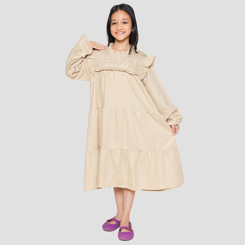 Nevada Ruffle Solid Dress Anak Perempuan 121832796