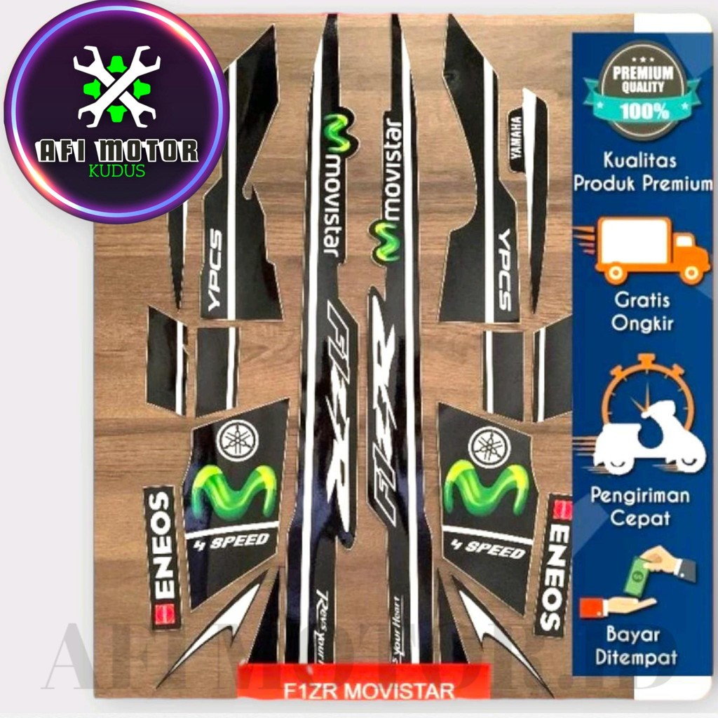 Striping Stiker Polet List Motor YAMAHA FizR Fiz R f1zr Movistar Hitam Hijau Lis Body Standar Premiu