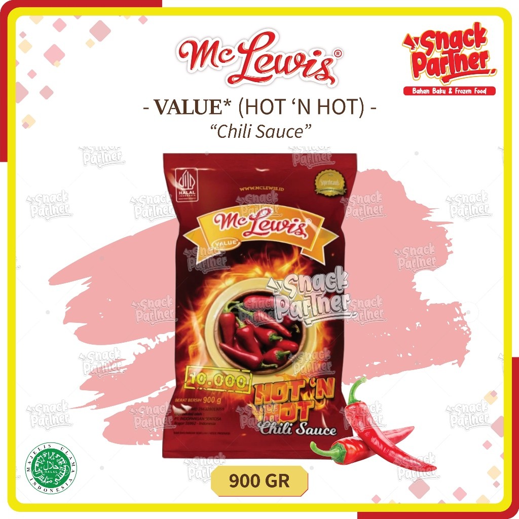 

MC LEWIS HOT N HOT CHILI SAUCE 900 GR | VALUE - Saus Saos Sambal Sambel Cabe Pedas 1KG
