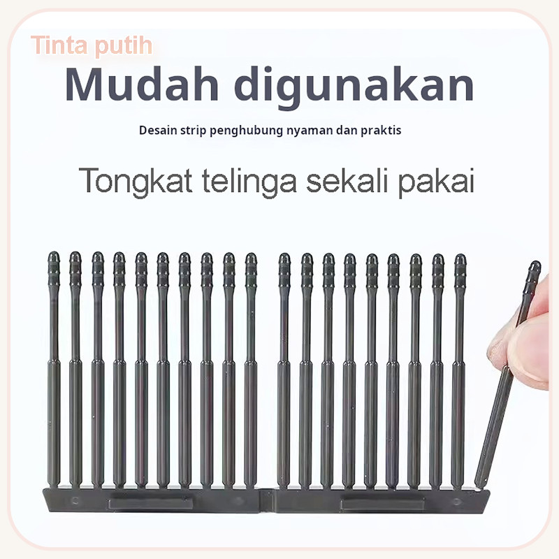 Dilengkapi dengan korek kuping lengket, korek kuping sekali pakai, korek kuping lengket, korek kupin