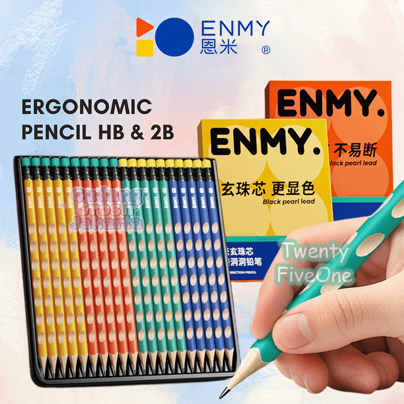

ENMY Thin Ergonomic Graphite Pencil dengan Eraser Head 20 PC Kayu Pencil untuk Siswa