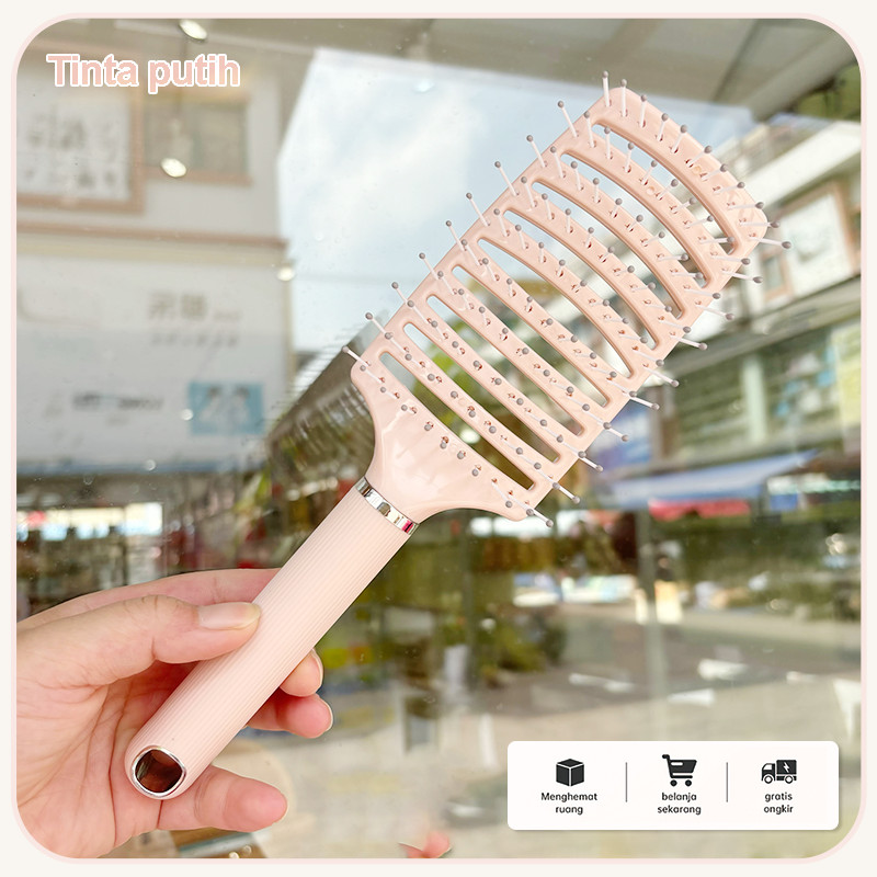 Sisir lengkung besar tulang rusuk berbulu merah muda sakura sisir pijat kantung udara wanita sisir r