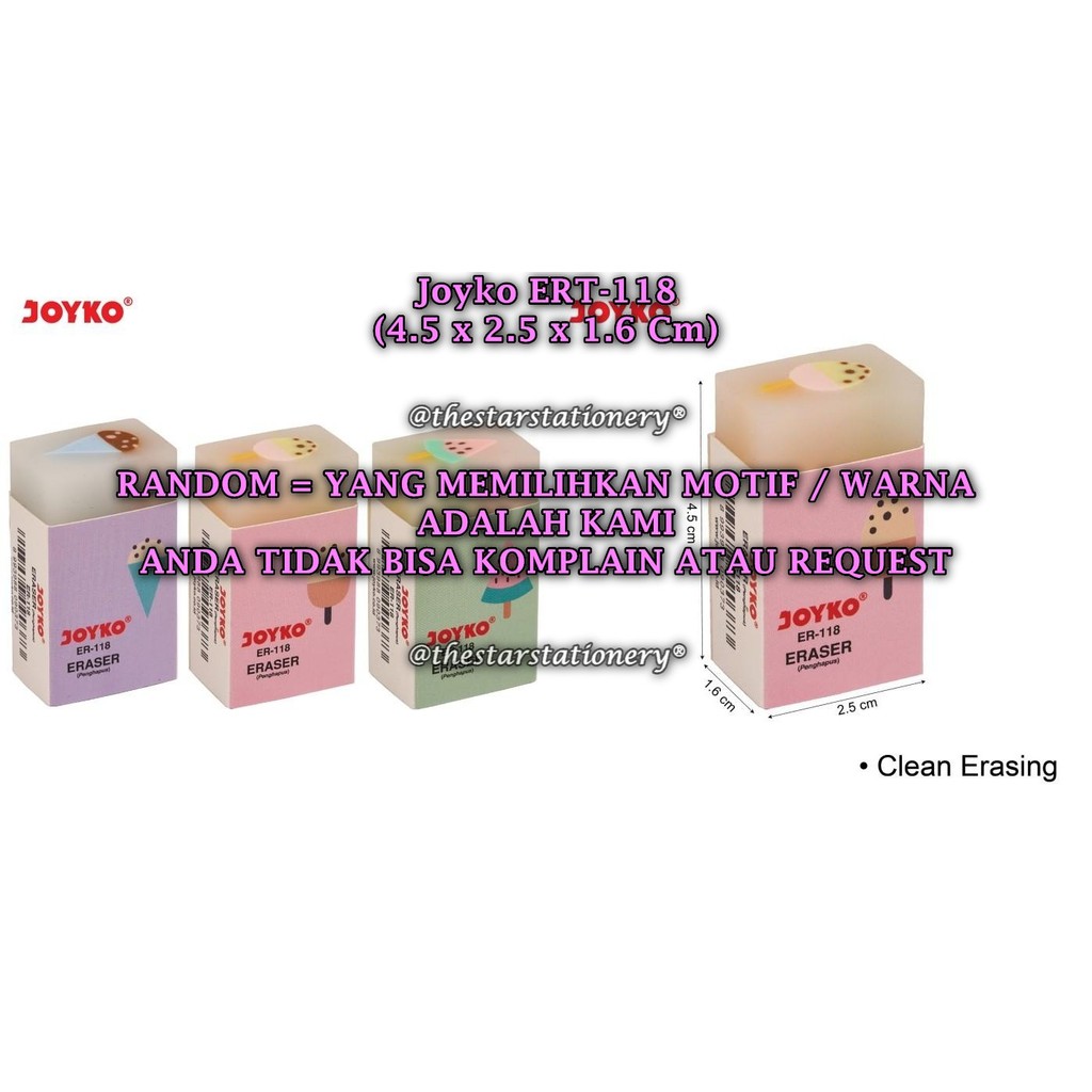 

(1 Biji) GROSIR Penghapus JOYKO ERT-118 Ice Cream / Eraser Penghapus Joyko ERT-118 RANDOM (1 Biji)