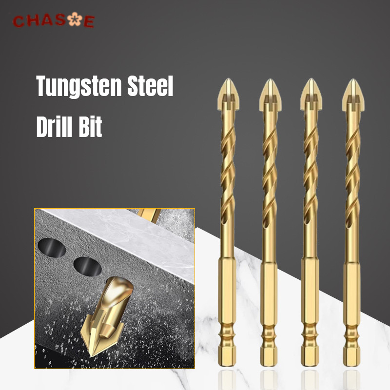 Mata Bor Tombak Titanium Cross Keramik Beton Kaca Kayu Ubin Tembok Batu Batu Alam 6-8mm Satuan / CHA