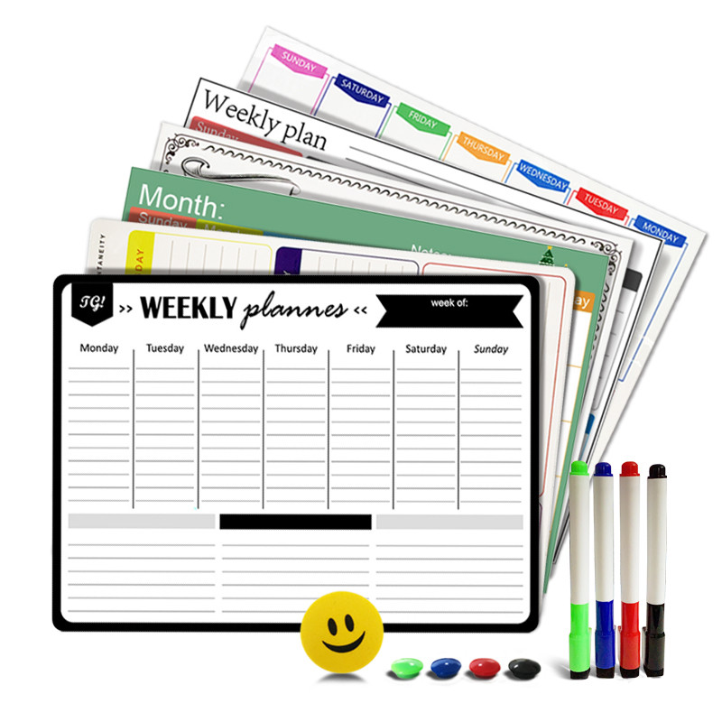 

A3 Magnetic Weekly & Monthly Planner Whiteboard Fridge Magnet Flexible Daily Message Drawing Refrigerator Bulletin White Board