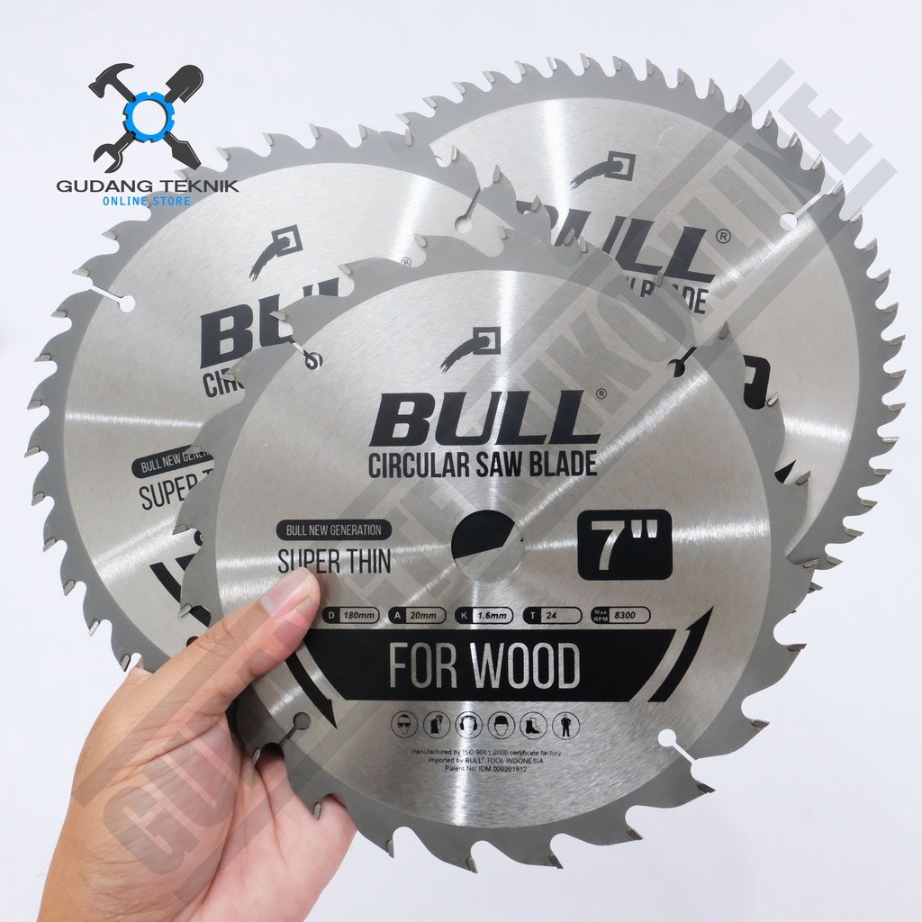 Mata Pisau Kayu Circular Saw 7" 24T 40T 60T BULL / Circular Saw Blade Mata Gergaji Circle 7 Inch 24T