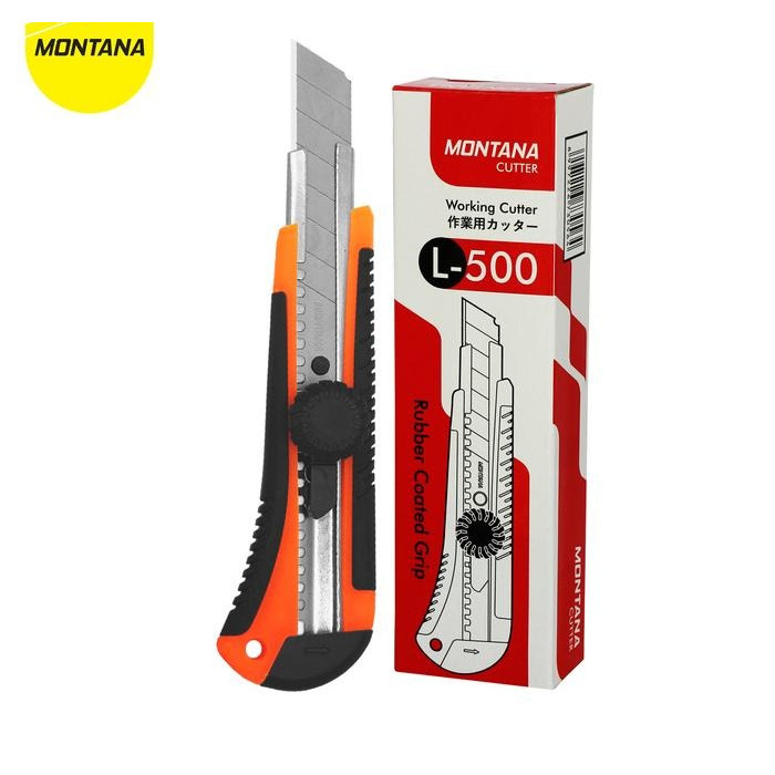 

MONTANA Cutter Pisau Pemotong 15.5 x 4.5 cm Blade Knife Rubber Grip Serbaguna CTL-500