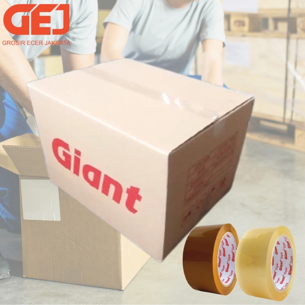 

1 DUS - Lakban Bening - Lakban Cokelat GIANT 45mm x 100 Yard Gojek-Grab