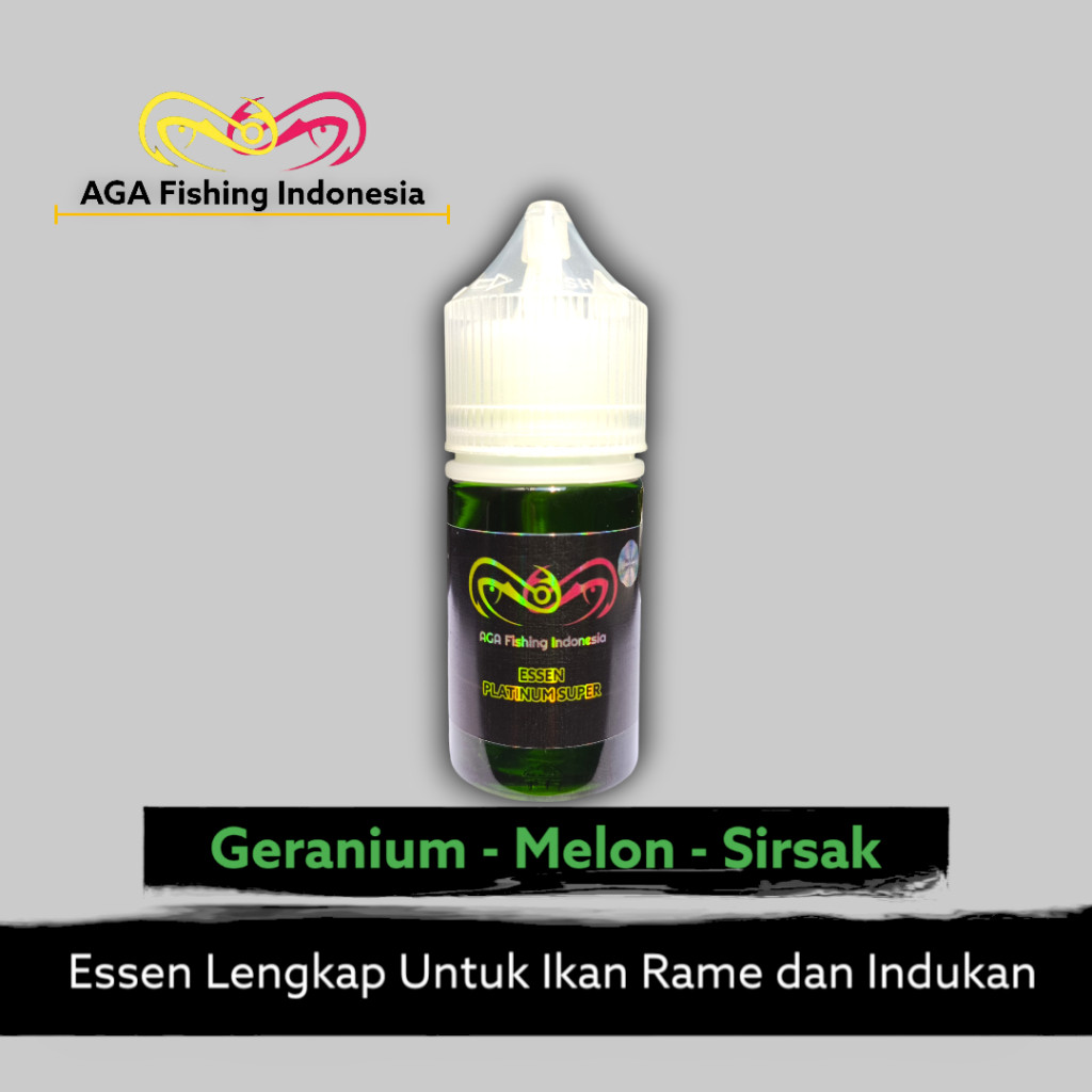 

AGA Essen Oplosan Aroma Geranium Melon Sirsak Umpan Pancing Semua Jenis Ikan 15ml 30 ml