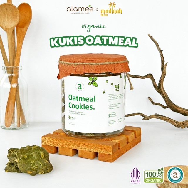 

ALAMEE Oatmeal Diet Cookies - Cemilan Matcha Snack Kue Kukis Sehat Healthy Snack Oat 225gr madinah