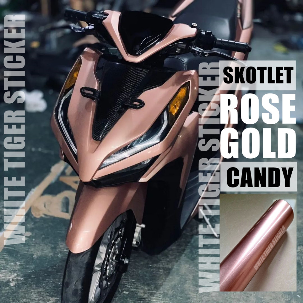 SKOTLET STIKER MOTOR ROSE GOLD CANDY PREMIUM SKOTLET ROSE GOLD METALIK CANDY SCOTLITE ROSE GOLD META