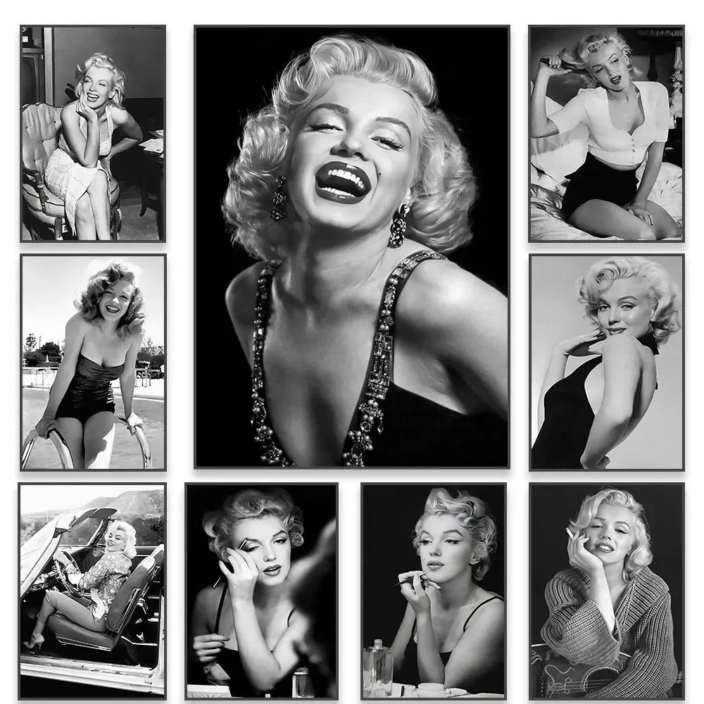 

Marilyn Monroe Black and White Poster Classic Wall Art Canvas Print for Bedroom Beauty Room Decor Home Decoration