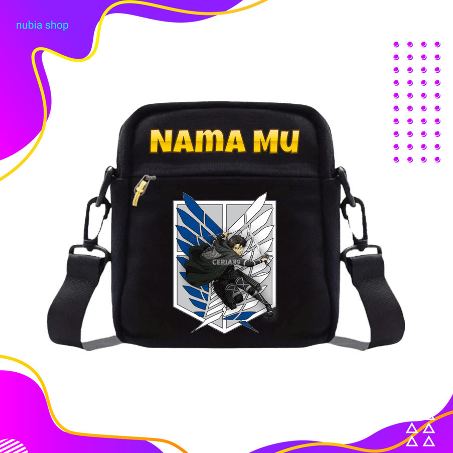 nubia Tas Selempang Mini Attack on Titan Ukuran Kecil Karakter Anime Jepang - Mini Sling Bag Levi Er