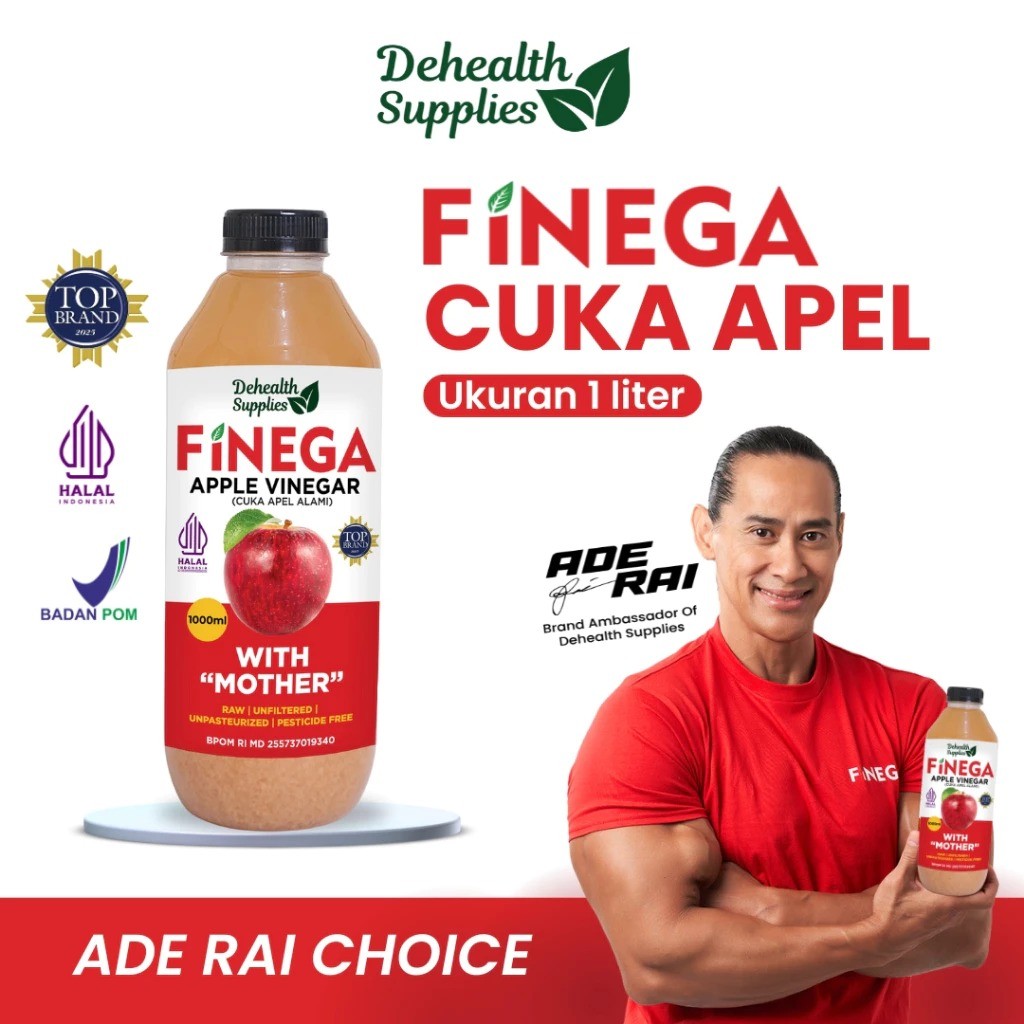 

Finega Vinega 1 Liter Cuka Apel by Dehealth Supplies Botol Plastik