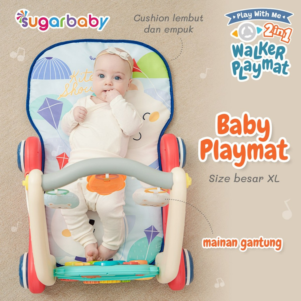 BANDUNG Sugarbaby 2in1 Baby Walker & Playmat/Push Walker/Alat Bantu Jalan Anak NEW Sugarbaby Play wi