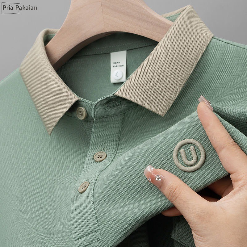 GADINGKU_  Kaos Kerah Pria Knit Shirt Lengan Pendek V Neck Polo Shirt  kaos polos kancing Atasan Pri