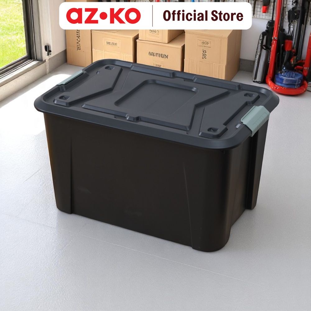 AZKO Maxbuilt 56x39x31.5 cm Kotak Penyimpanan Dengan Roda - Hitam Kotak Serbaguna Wadah Simpan Stora