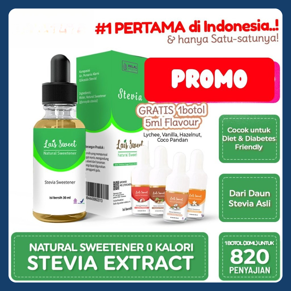 

Lais Sweet 30 ml Stevia Cair BPOM + HALAL