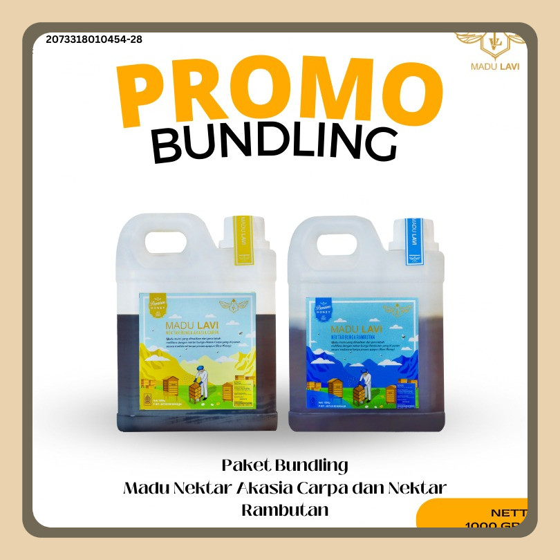 

Paket Bundling madu akasia carpa dan madu nektar rambutan kemasan 1kg