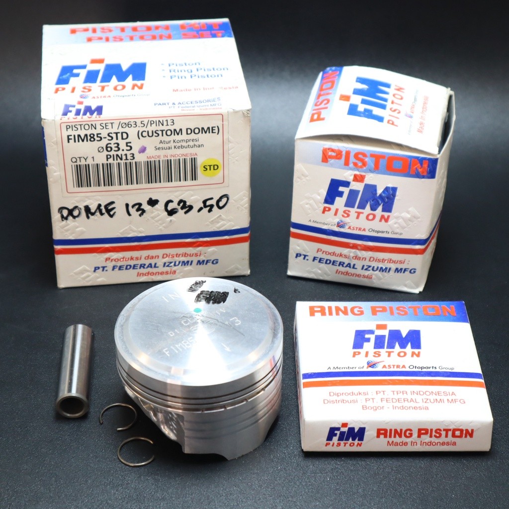 PISTON KIT atau SEHER KIT Custom Dome FIM85 PIN13 Jupiter Z, New, Vega R, ZR FIM