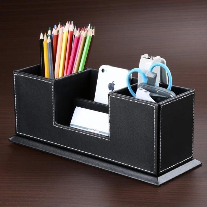 

Tempat Remote, HP & Pulpen - Premium Pen Holder Desktop Organizer Alat Meja - Hitam