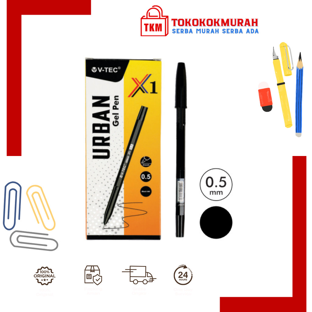

V-TEC BOLPOIN PEN GEL URBAN X1 HITAM LUSIN