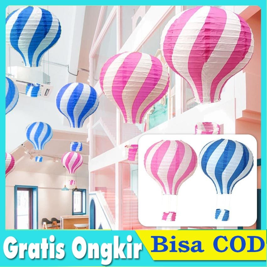 Lampion Balon Udara 30cm - Hiasan Kamar Anak Bisa Lipat & Tahan Lama Warna Cerah (Merah/Biru/Putih)