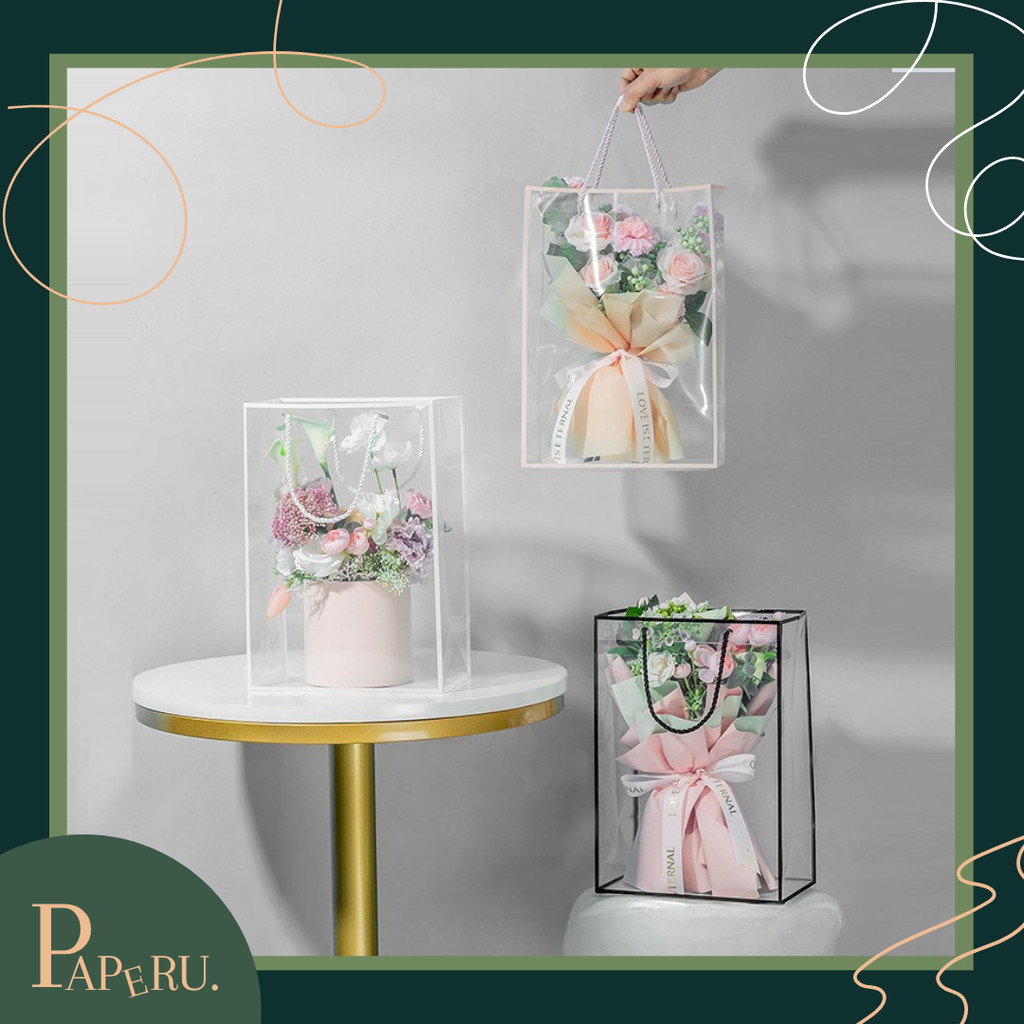 

[PAPERU] Flower Bouquet PVC bag Minimalist Transparent Mika Paper Bag Tas Buket Bunga