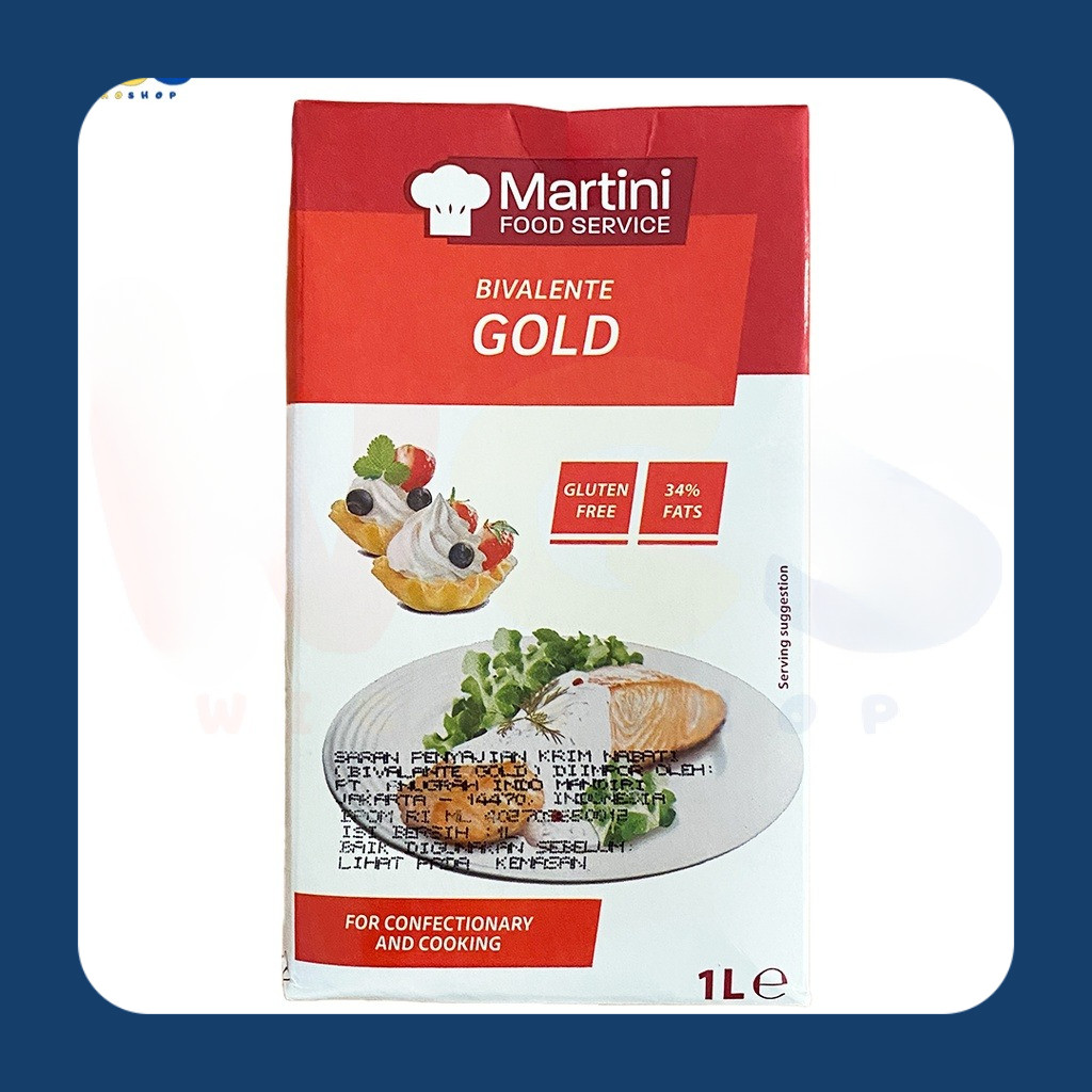 

Martini Bivalente Gold 1L – Krim Serbaguna 34% Lemak untuk Masakan & Kue, Gluten Free