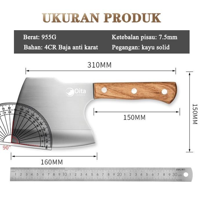 Pisau Daging Pisau Dapur Kapak Potong Tulang Professional Golok Daging Chef Knife Ketebalan 7.5mm Pi