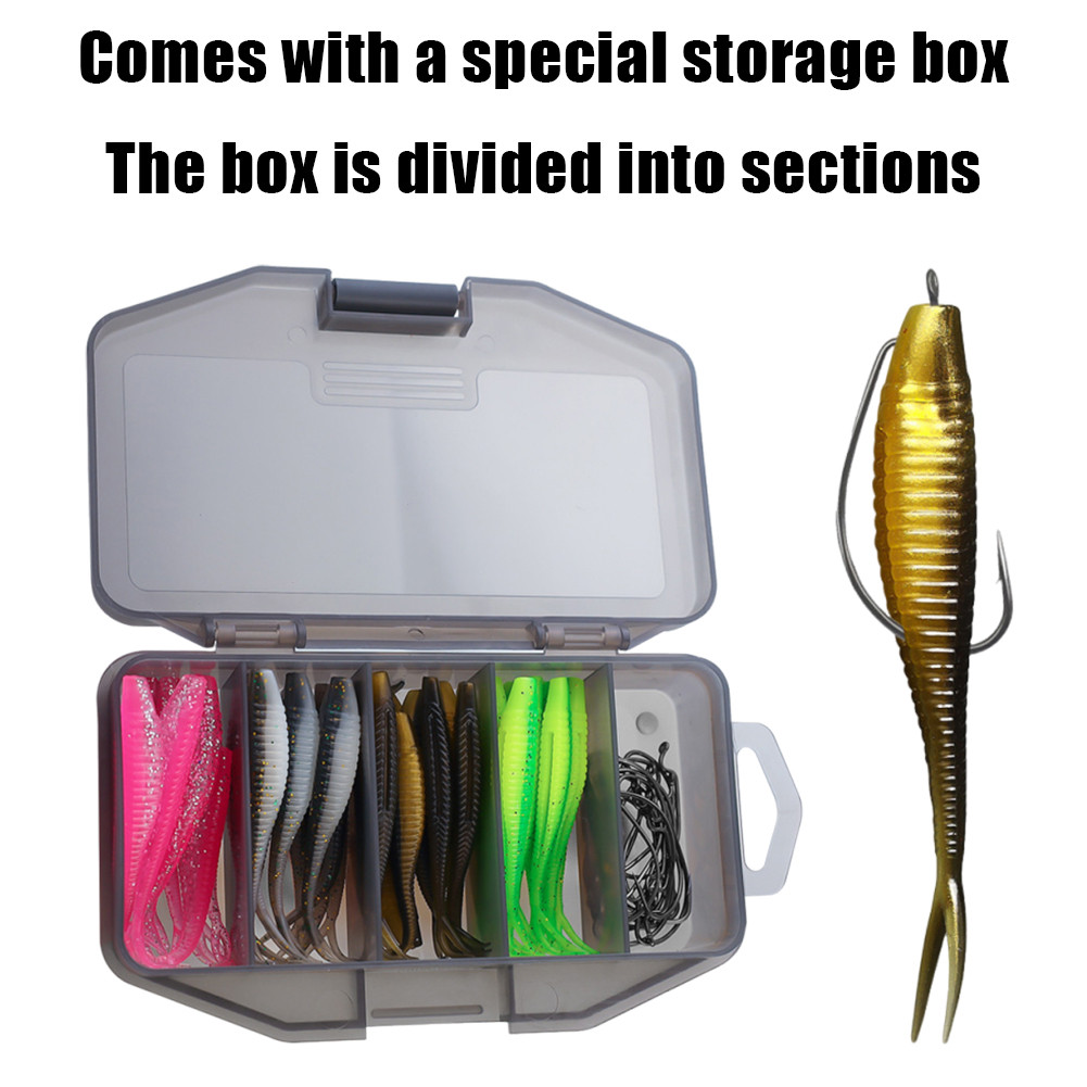61 Piece Set Umpan Soft Lure 1 Set Box, Kotak Umpan Pacning Ikan / Umpan Pancing Tiruan Bentuk Ikan 