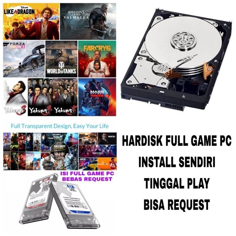 Hardisk External Laptop 320GB 500GB 1TB Isi Game PC Full