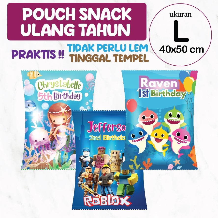 

Pouch Snack Ulang Tahun Anak Ukuran L / Kantong Bingkisan Souvenir Ulang Tahun Anak Ukuran L / Kantong Souvenir