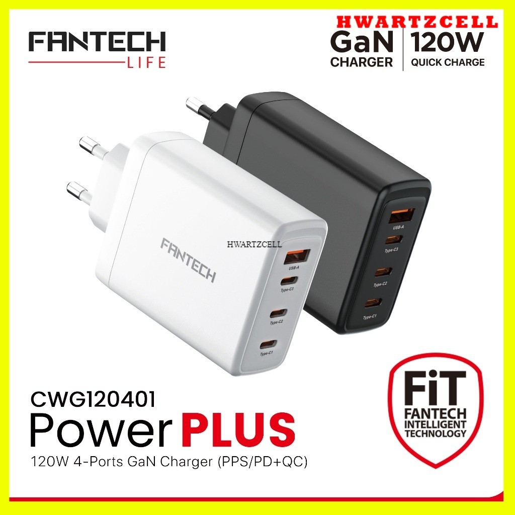 [HWARTZ] Fantech Life Charger GAN 120W Charger POWERPLUS GAN 120W PD Fast Charging CWG120401 Pengisi