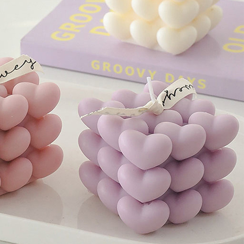 

Love Cube Aromatherapy Candle Mold DIY Epoxy Plaster Baking Mousse Decorative Silicone Mold