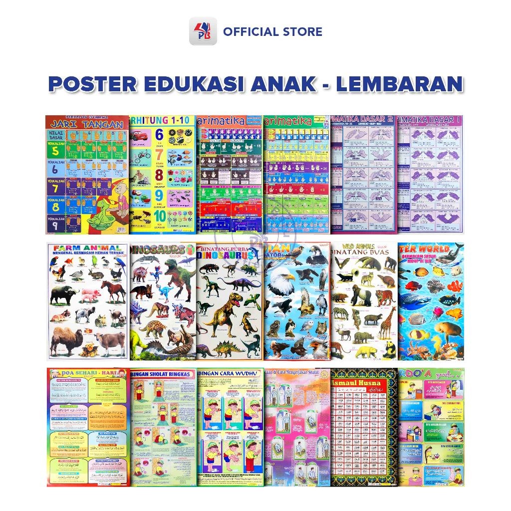 Poster Edukasi Anak Mainan Edukasi Anak Lembaran Berdoa Asmaul Husna Doa Sehari Hari Wudhu Sholat Ri