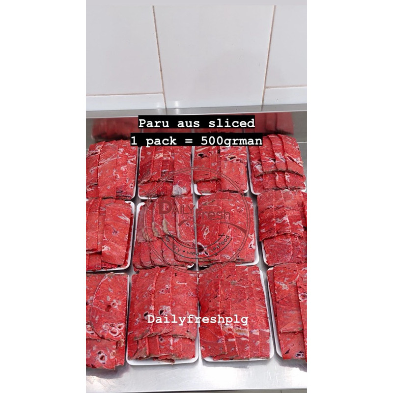 

PARU SAPI SLICED | AUS BEEF LUNG | IRIS TIPIS 500GR (100% SAPI BUKAN KERBAU)