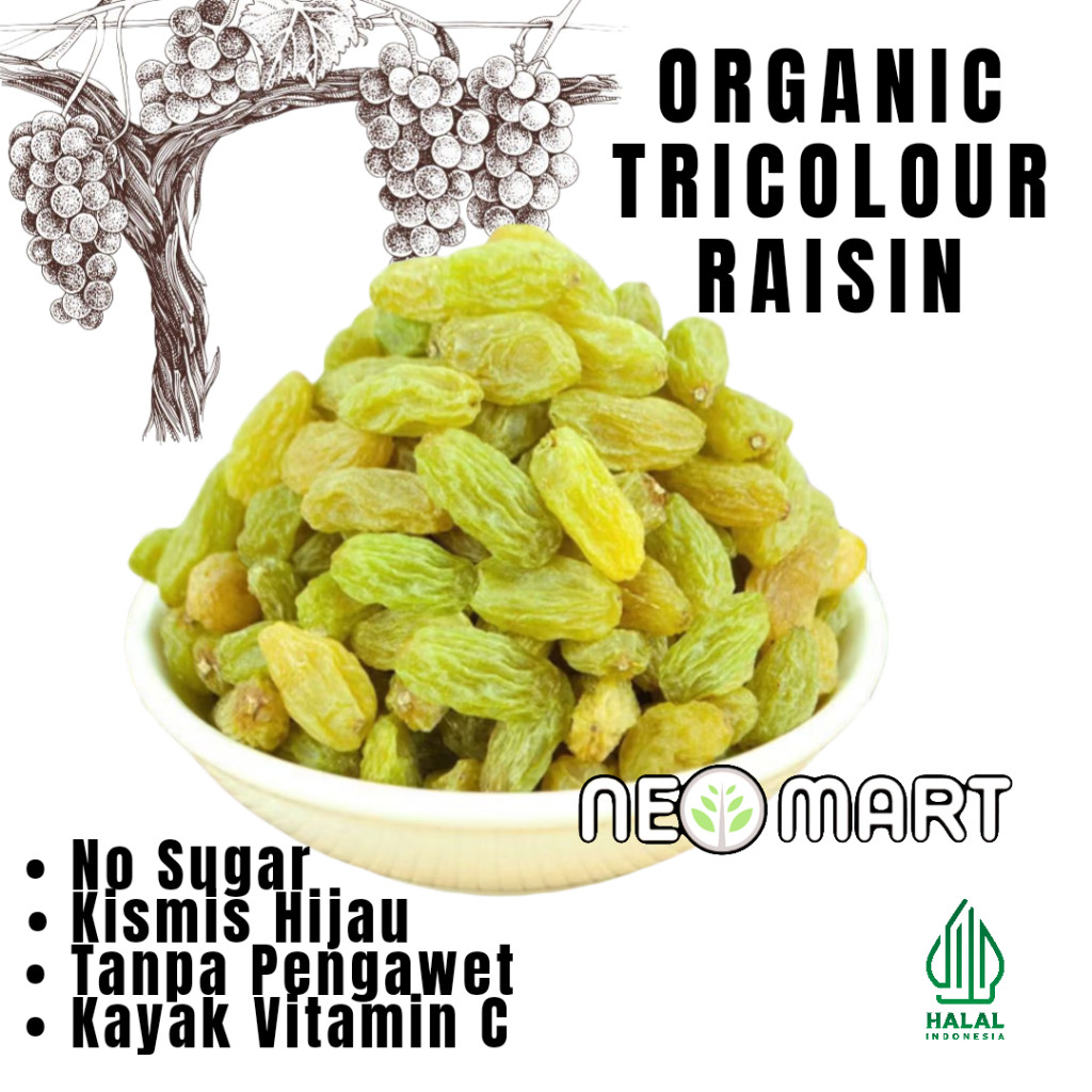 

Organic Kismis hijau 500gram(1/2kg) Original 100% Afghanistan Green Raisin